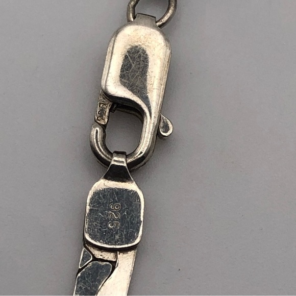 Vtg Sterling Silver Flat Link Super Shiny Chain 16” Length / 4mm Width / 18g - Picture 4 of 7